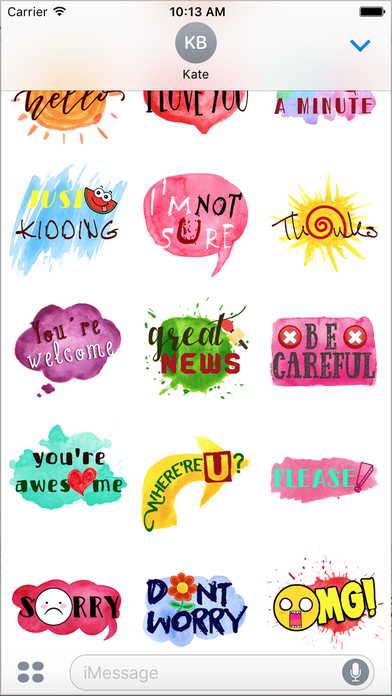 Watercolor Text Emoji Pack Pro for iMessage screenshot 2