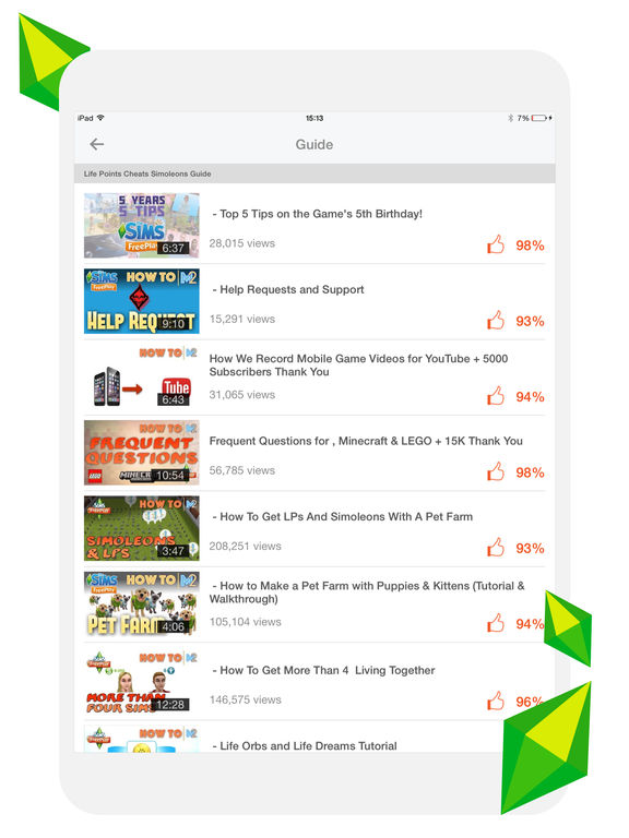 Screenshots of Free Life Points Cheats for The Sims Freeplay - Simoleons Guide for iPad