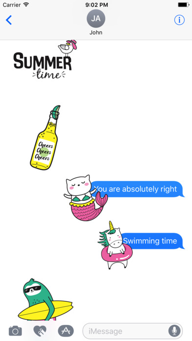Adorable Summer Party Cat & Unicorn Stickers screenshot 4