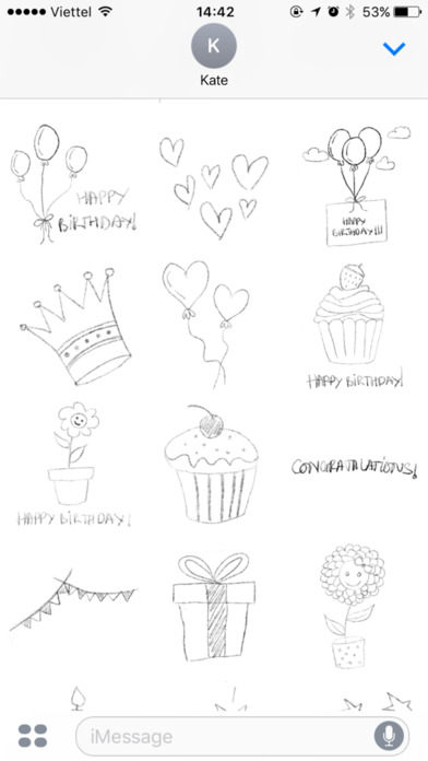 Hand Drawn Birthday Stickers screenshot 4