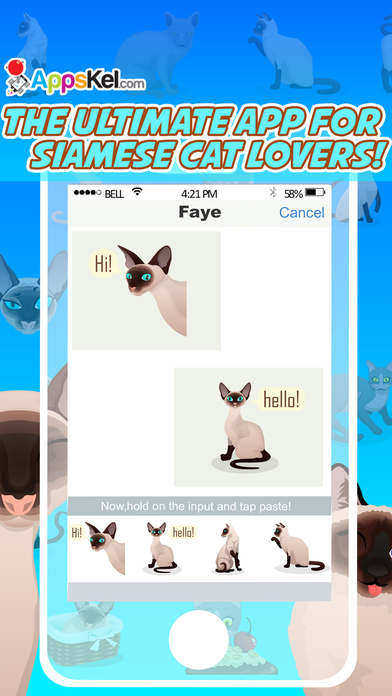 Siamese Cat Emoji – Stickers for Text Messages Pro screenshot 2