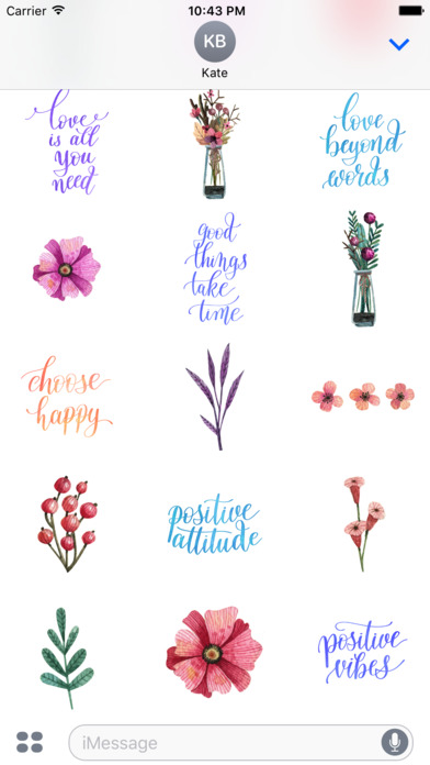 Amazing Flowers and Quotes Watercolor Stickers screenshot 4