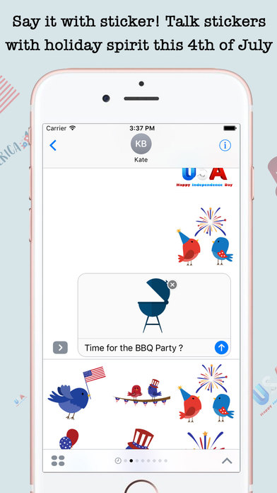 Animated 4th Of July Emojis For iMessage screenshot 3