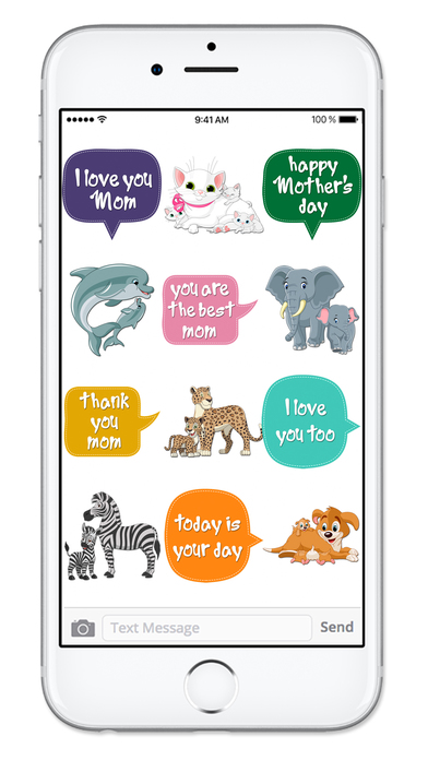 Cute Mom & Baby Animals Mothers Day Sticker Pack screenshot 3