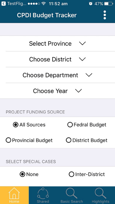 CPDI Budget screenshot 2
