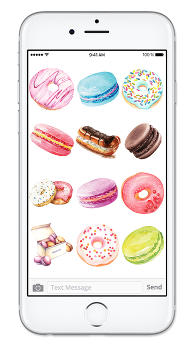 Donuts and Macaroons Watercolor Dessert Stickers screenshot 3