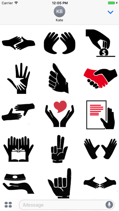 Hand stickers & top text emoji screenshot 2