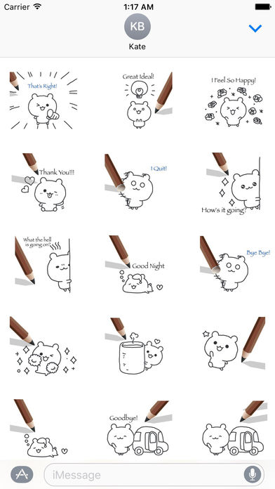 Animated Cute Pencil Bear With Words Sticker screenshot 2