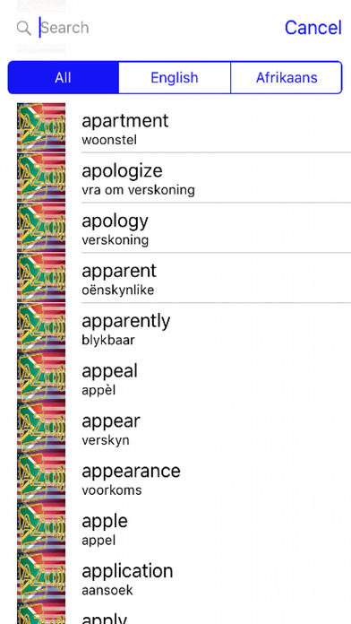 Afrikaans Dictionary GoldEdition screenshot 4