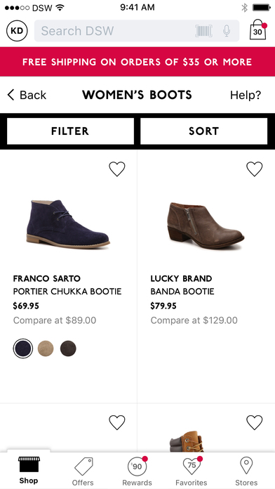 Screenshots of DSW Designer Shoe Warehouse for iPhone