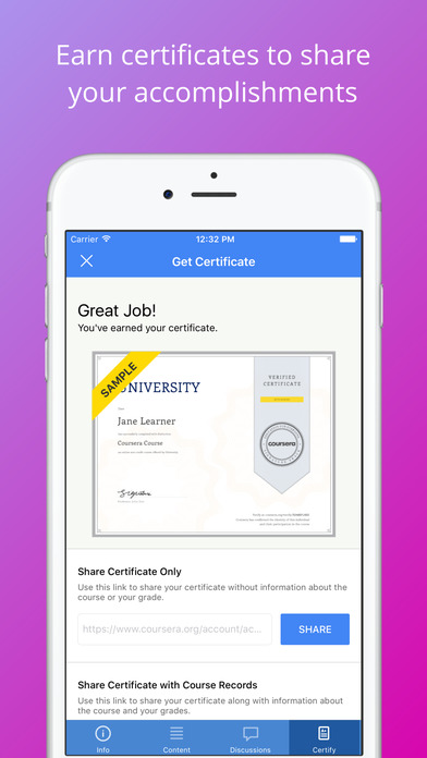 Screenshots of Coursera: Online courses for iPhone