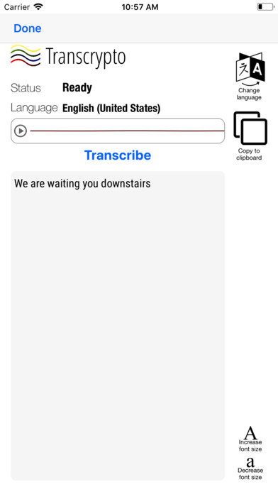 Transcrypto audio transcriber screenshot 2