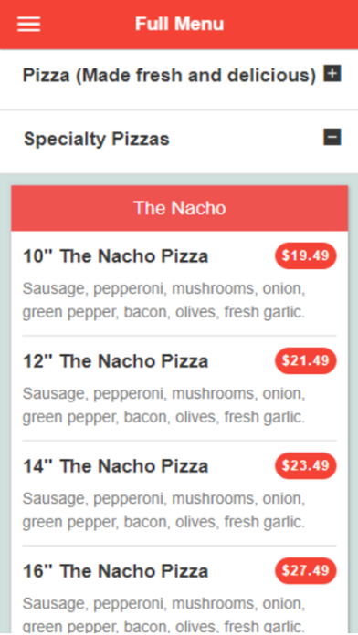 Nacho's Pizza & Catering screenshot 3