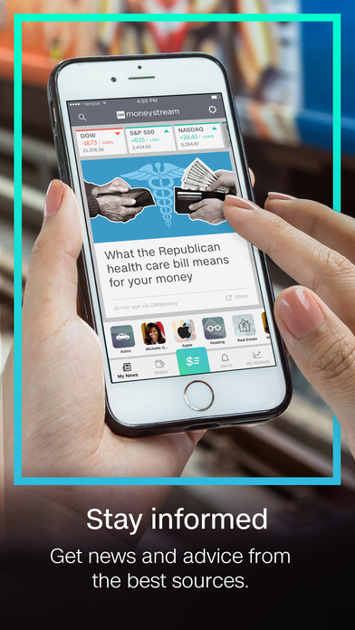 Screenshots of CNN MoneyStream for iPhone