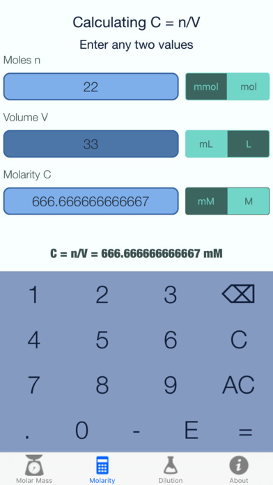 Molar Mass and Molarity Calculator screenshot 3