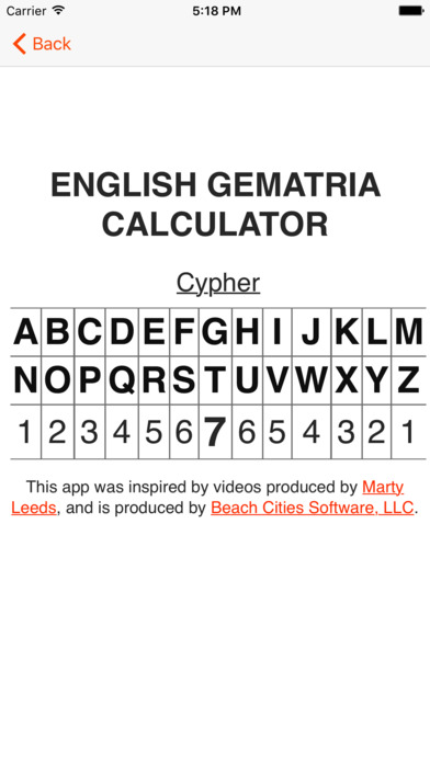 English Gematria Calculator screenshot 2