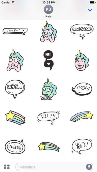 Silly Rainbow Unicorn Sticker Pack for iMessage screenshot 2
