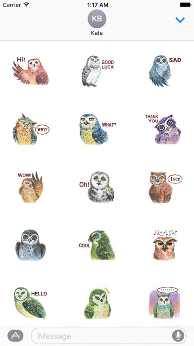 Watercolor Talking Owls Sticker screenshot 2