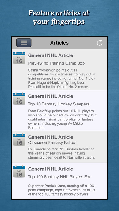 RotoWire Hockey Draft Kit 2017 screenshot 2