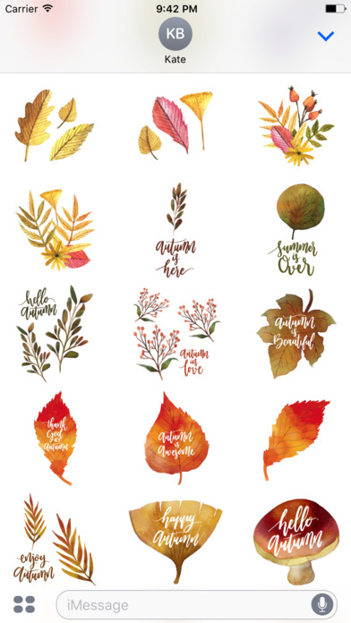 Watercolor Autumn Season Stickers for iMessage screenshot 2