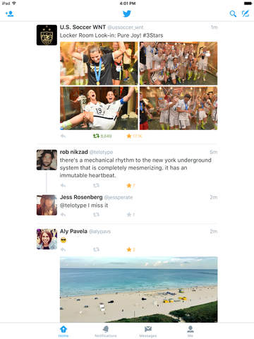 Screenshots of Twitter for iPad