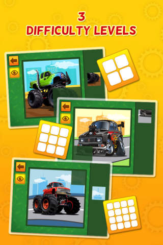 Monster Trucks and Sports Cars : puzzle game for little boys and preschool kids : Free screenshot 2
