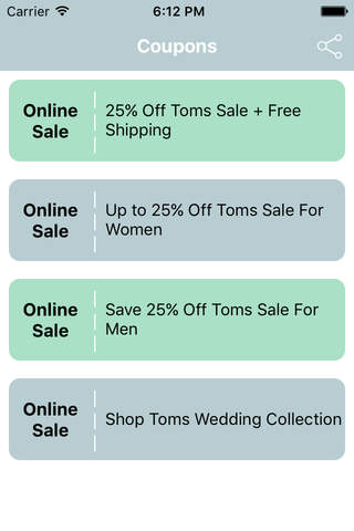 Coupons for TOMS Shoes Shopping App screenshot 2