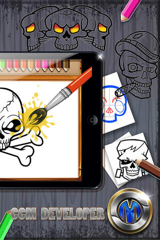 Drawing Desk Tattoo Skulls : Draw and Paint Artist Designs on Coloring Book Pro screenshot 2