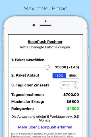 BeonPush ROI Calculator screenshot 3