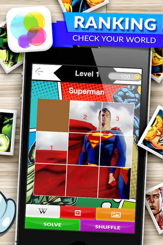 Slide Me Puzzle : Comic Heroes Tiles Trivia Picture Games Pro For Kids screenshot 2