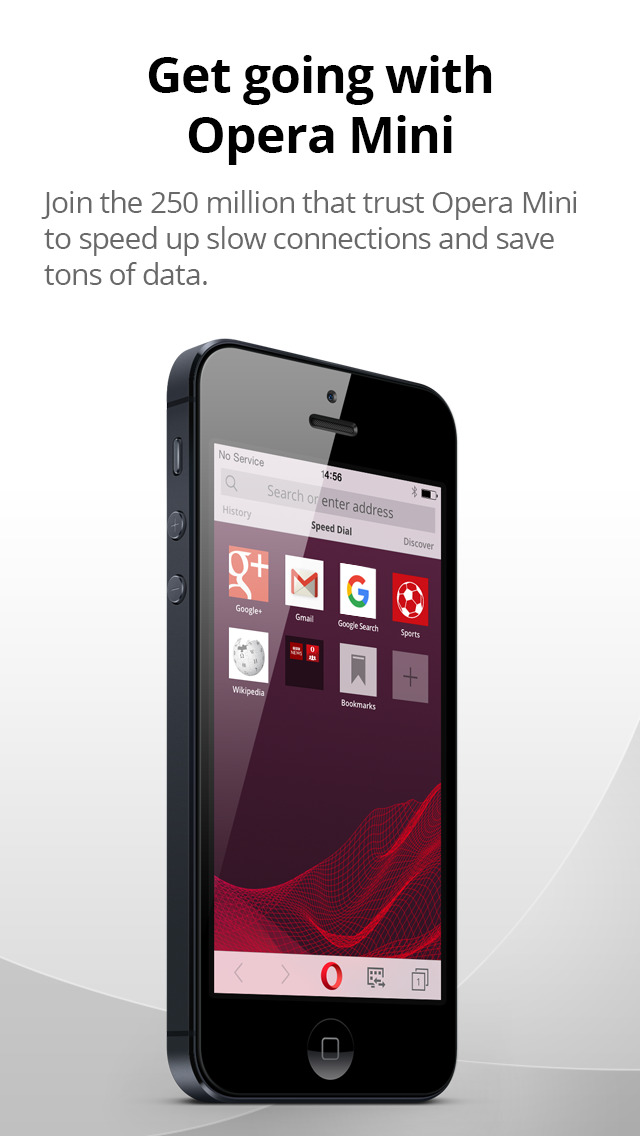 Screenshots of Opera Mini for iPhone