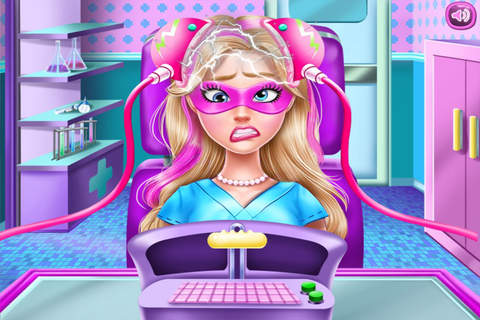 芭比超人脑部手术 - 化妆换装养成沙龙，女生儿童教育小游戏免费 screenshot 2