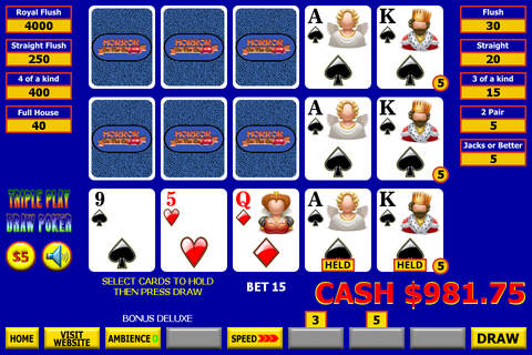 Triple 3 Play Draw Poker screenshot 2