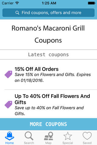 Coupons for Romano's Macaroni Grill screenshot 2
