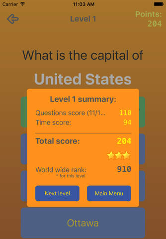 BlitzQuiz World Capitals (Premium) - Guess the capitals of countries around the world screenshot 2