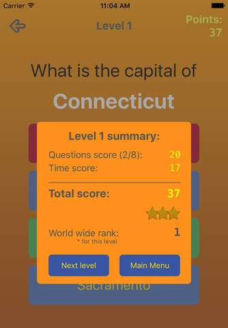 BlitzQuiz US Capitals - Guess the capitals of the 50 states from US screenshot 4