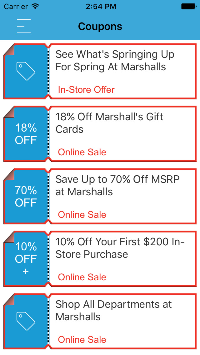 App Shopper Coupons for Marshalls Daily