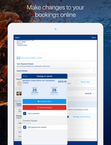 Screenshots of Booking.com for iPad