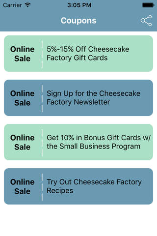 Coupons for Cheesecake Factory Free App screenshot 2
