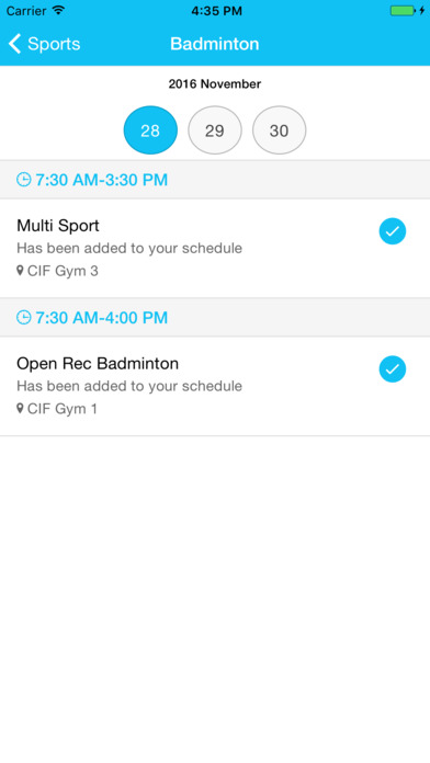 UW Gym Schedule screenshot 2