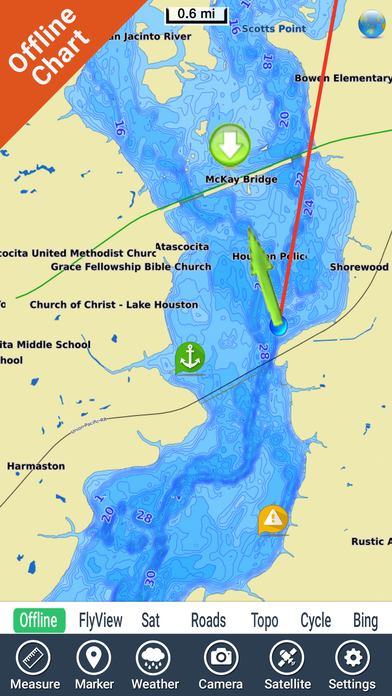 Lake Houston Texas GPS fishing map offline screenshot 3
