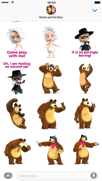 Masha and the Bear: stickers for iMessage screenshot 2