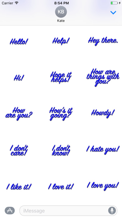 Expressions Dark Blue Stickers for iMessage screenshot 2