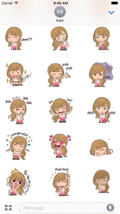 Cheerful Girl Sticker for iMessage by AMSTICKERS screenshot 2