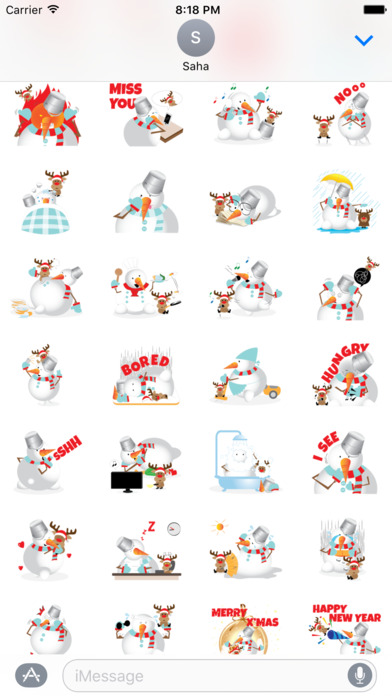 Snowman Stickers for iMessage screenshot 2