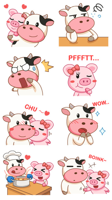 Cow & Pig Love - Stickers for iMessage screenshot 2