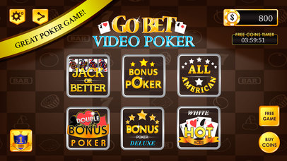 Screenshot 1 Go Bet Video Poker : High Card Low Card Vegas Casino Games