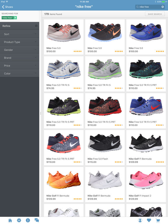 Screenshots of Zappos for iPad