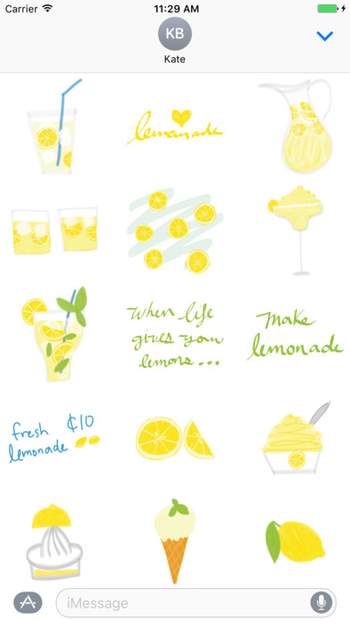 Lemonade sticker pack, drink stickers for iMessage screenshot 2