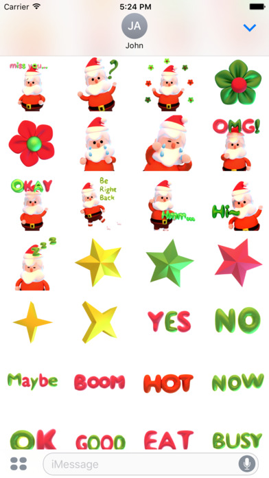 Santa! Cute 3D Emoji and Text Stickers for iMessag screenshot 3
